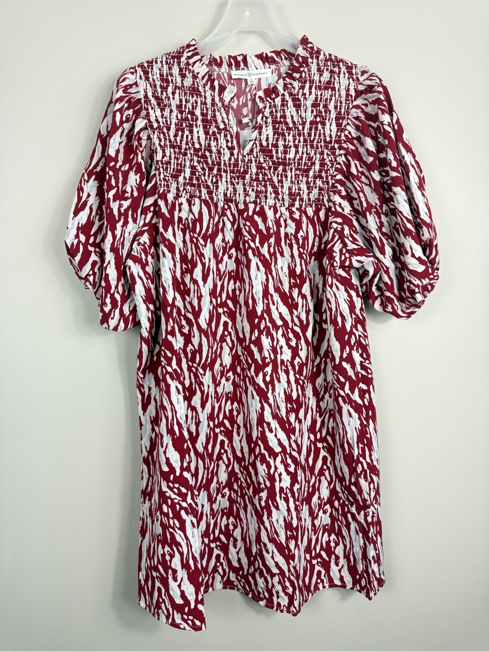 Michelle Mcdowell Amelia Dress Women Small Smocked White Red Football Sport